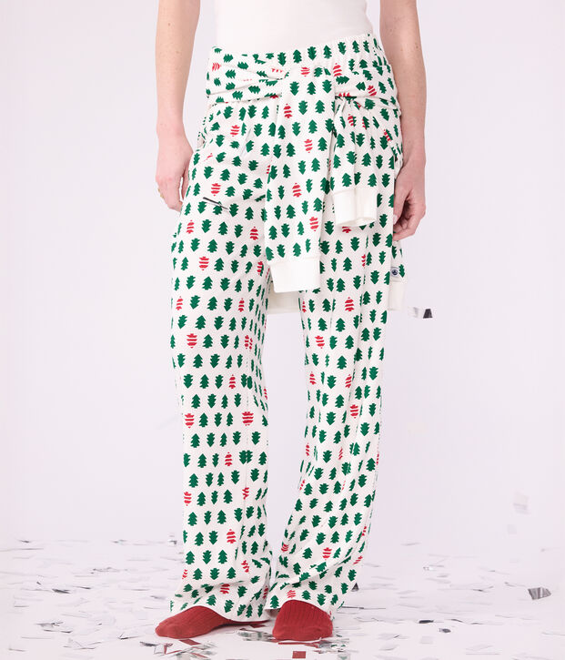 Women's fir tree print cotton pyjamas white/multicolor