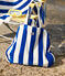 WOMEN'S STRIPED TERRYCLOTH BEACH BAG  SURF blue/MARSHMALLOW white