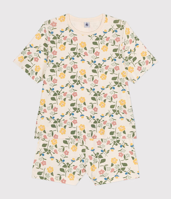 Women's Floral-pattern Cotton Pyjama Shorts and T-shirt AVALANCHE white/MULTICO