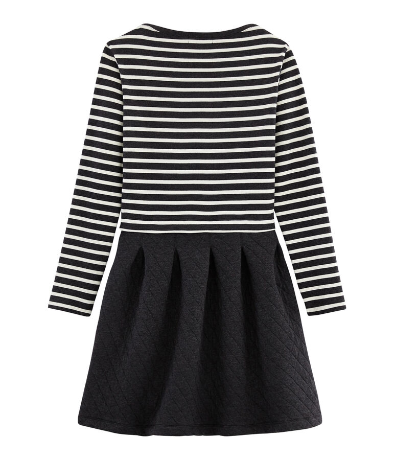 Women's Long-Sleeved Dual Material Dress CITY black/COQUILLE beige