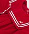 Babies' short jumpsuit in plain velour with a collar red