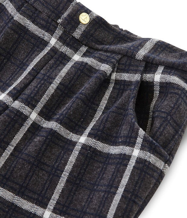 Girls' Checked Knit Trousers grey/multicolor