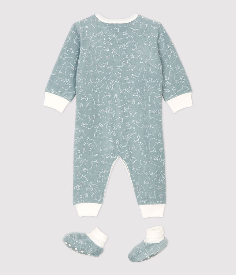 Babies' Bear Patterned Super Soft Terry Nightwear Set SEDUMBLUE /ECUME