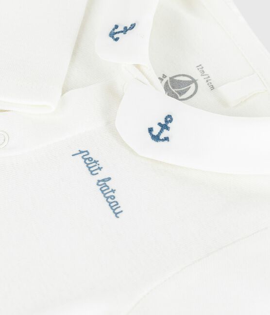 Babies' body with an embroidered collar and a message on the chest MARSHMALLOW /ADRIATIC