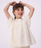 Children's short-sleeved cotton blouse with a heart pattern MARSHMALLOW white