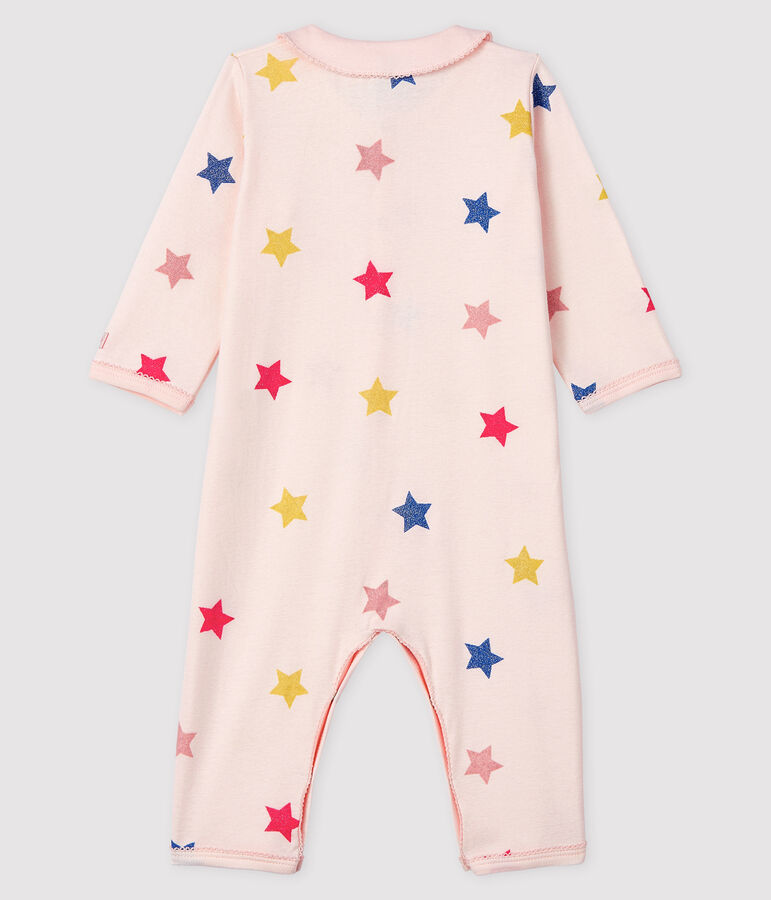 Baby Girls' Starry Footless Ribbed Sleepsuit FLEUR pink/MULTICO white
