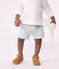 Babies' stripy seersucker shorts MARSHMALLOW white/BRUT blue