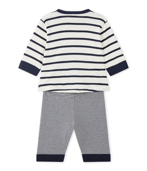 Baby boy's footless pyjamas COQUILLE beige/SMOKING blue