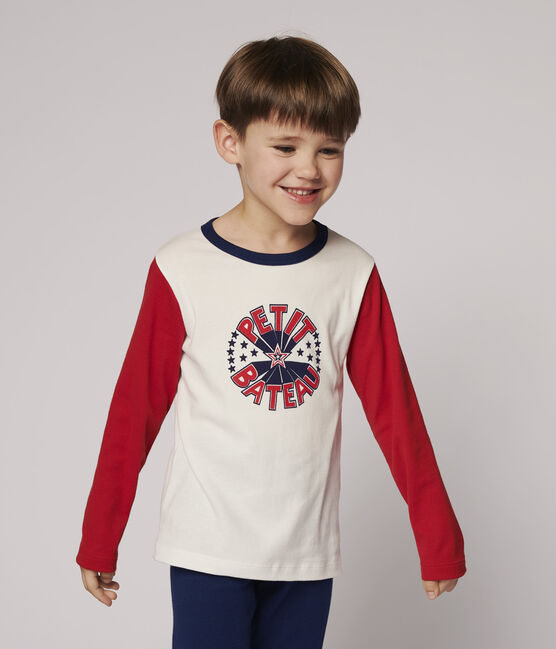 Boys' Cotton Pyjamas MEDIEVAL blue/MULTICO white