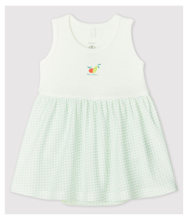 Baby Girls' Gingham Organic Cotton Bodysuit Dress white/blue