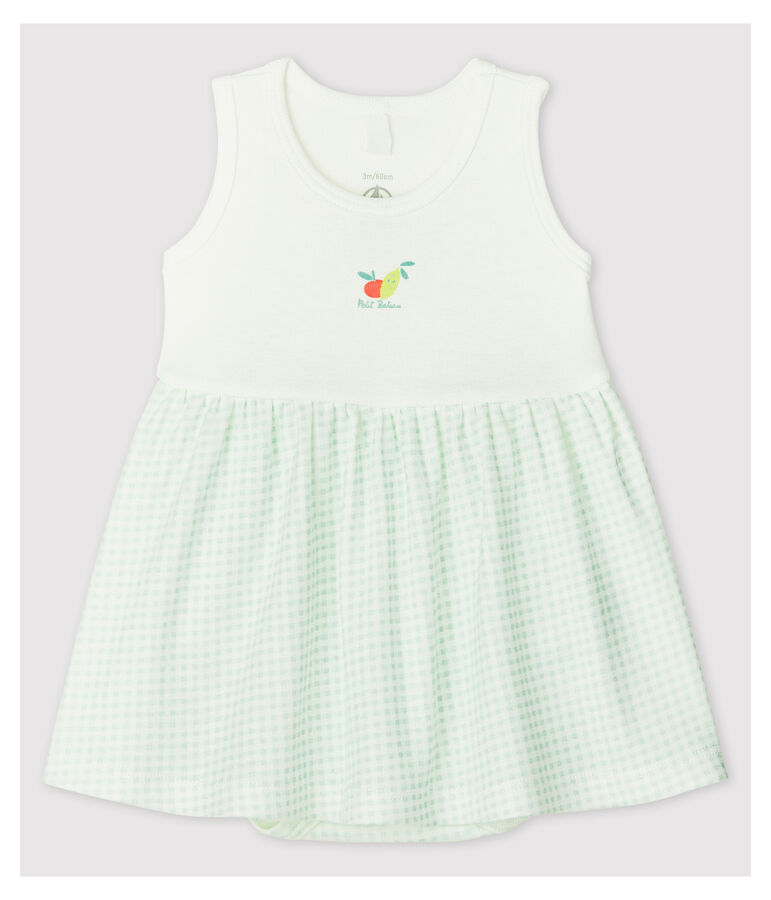 Baby Girls' Gingham Organic Cotton Bodysuit Dress white/blue
