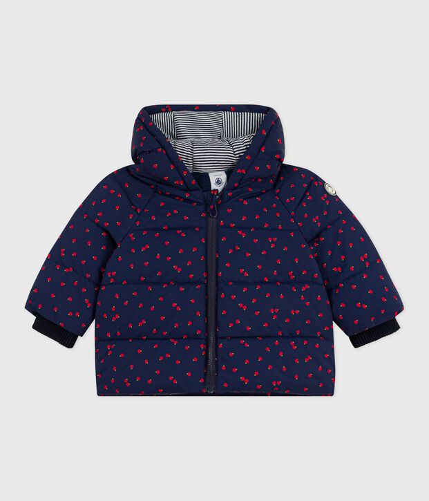 Babies' printed puffer jacket blue/ecru
