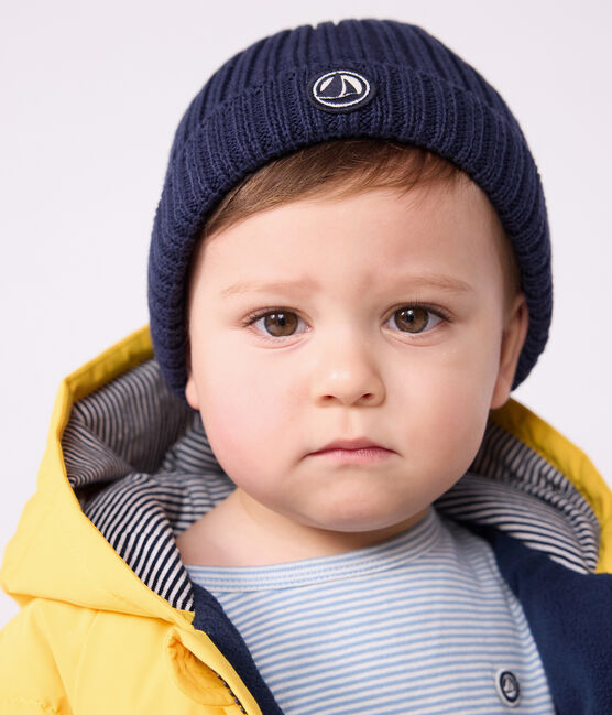Babies' Knit Hat with Fleece Lining SMOKING blue