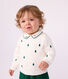 Babies' jumper in wool and cotton with embroidered bunny rabbits