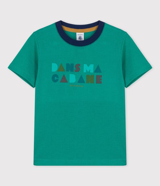 Boys' Short-Sleeved Cotton T-Shirt GAZON green