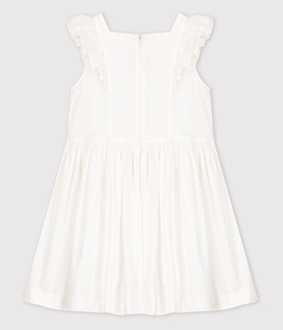 Girls' Poplin Formal Dress ECUME white