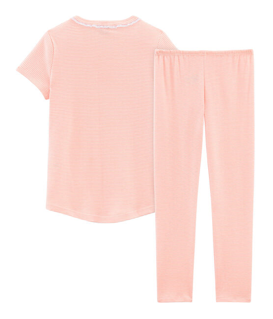 Girls' Short-sleeved Pyjamas ROSAKO pink/MARSHMALLOW white