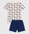 Children's short pyjamas in cotton printed with whales MEDIEVAL blue/MULTICO white