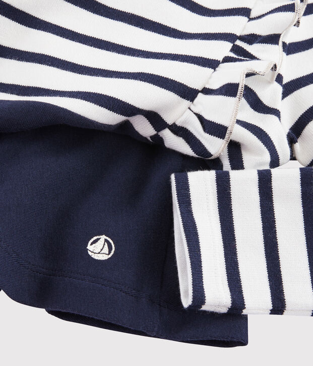 Girl's Long-sleeved Dress white/blue