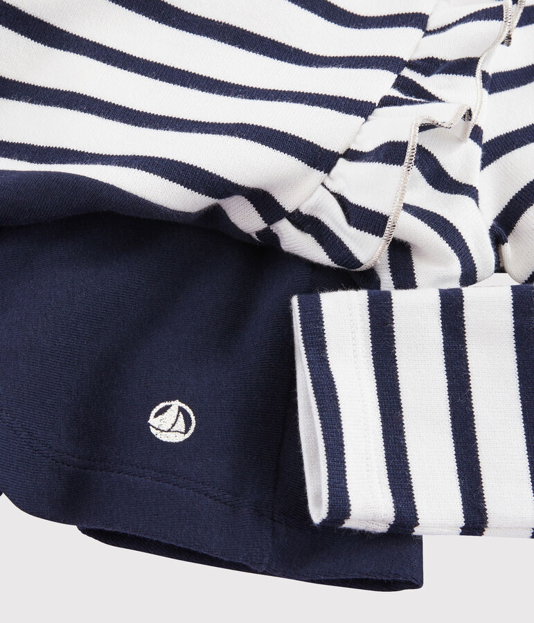 Girl's Long-sleeved Dress white/blue