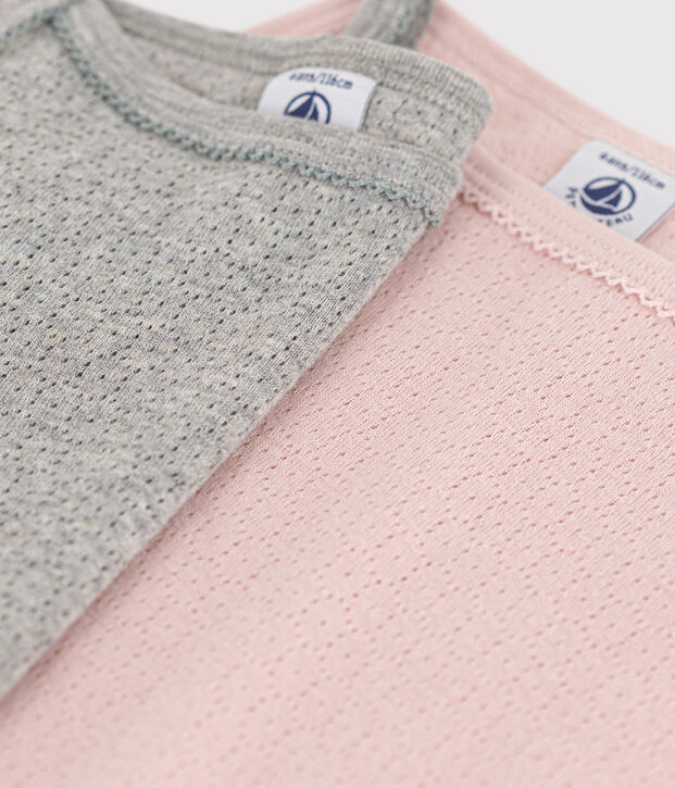 Girls' Openwork Cotton Vests - 2-Pack multicolor