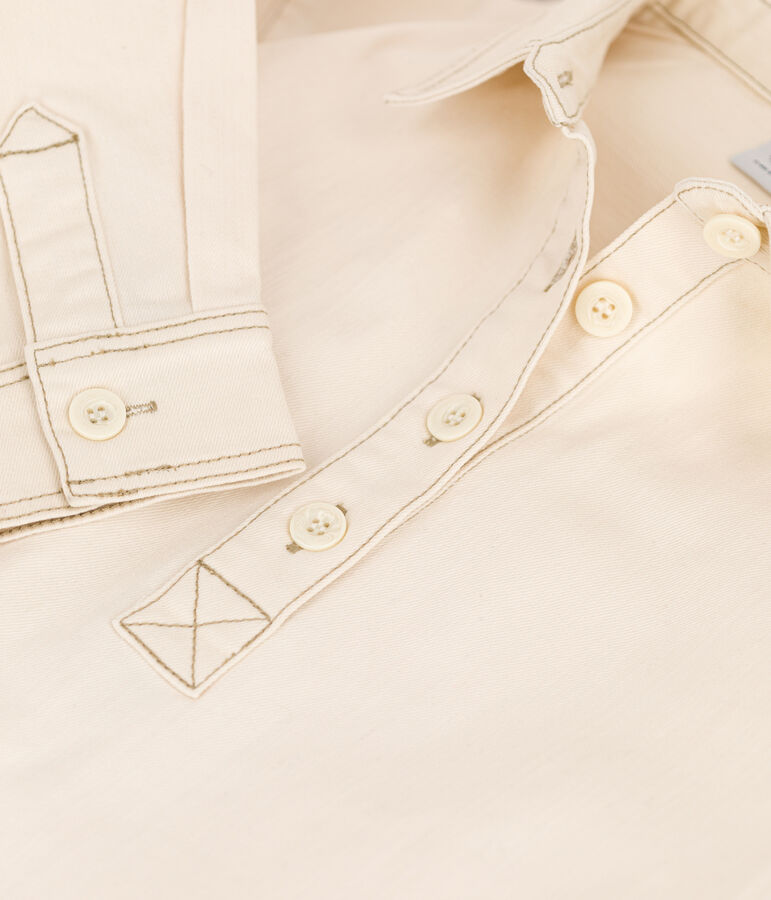 Girls' Long-Sleeved Denim Dress Ecru