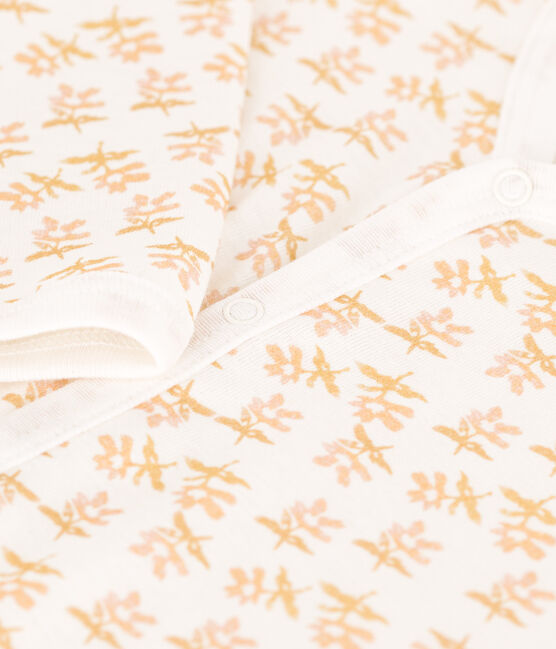 Babies' Footless Cotton Pyjamas MARSHMALLOW white/BOUDOR yellow