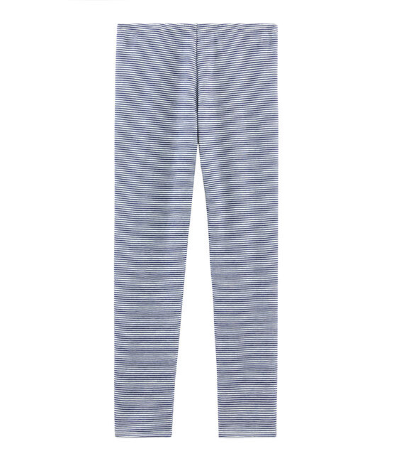 Women's Warm Leggings MEDIEVAL blue/MARSHMALLOW white