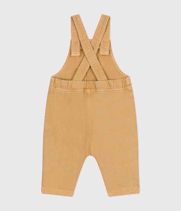 Babies' long coloured denim dungarees beige