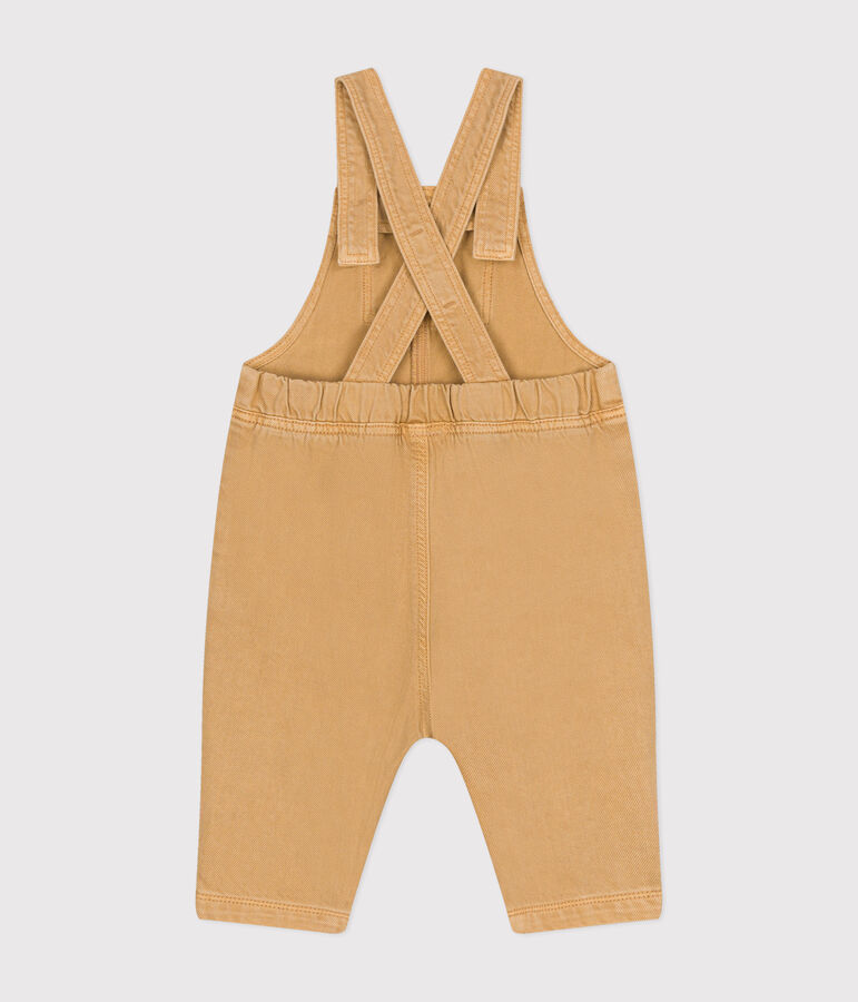 Babies' long coloured denim dungarees beige