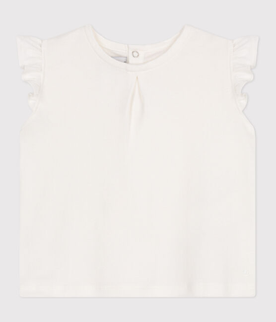 Babies' sleeveless cotton blouse MARSHMALLOW white
