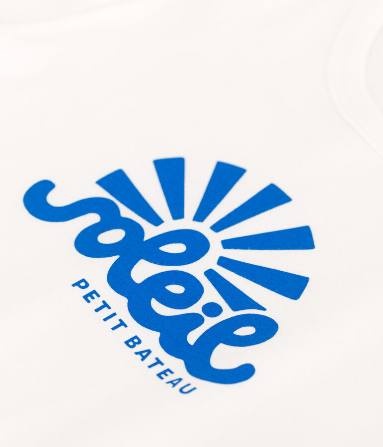 Children's short-sleeved printed cotton T-shirt white