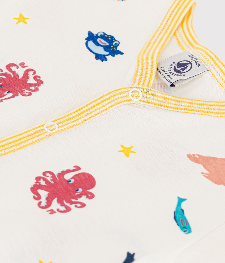 Babies' Cotton Marine Animals Playsuit white/multicolor