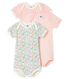 Baby girls' short-sleeved pastel bodysuit - Set of 3