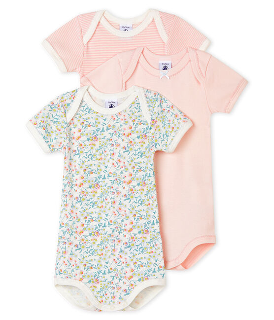 Baby girls' short-sleeved pastel bodysuit - Set of 3 variante 1