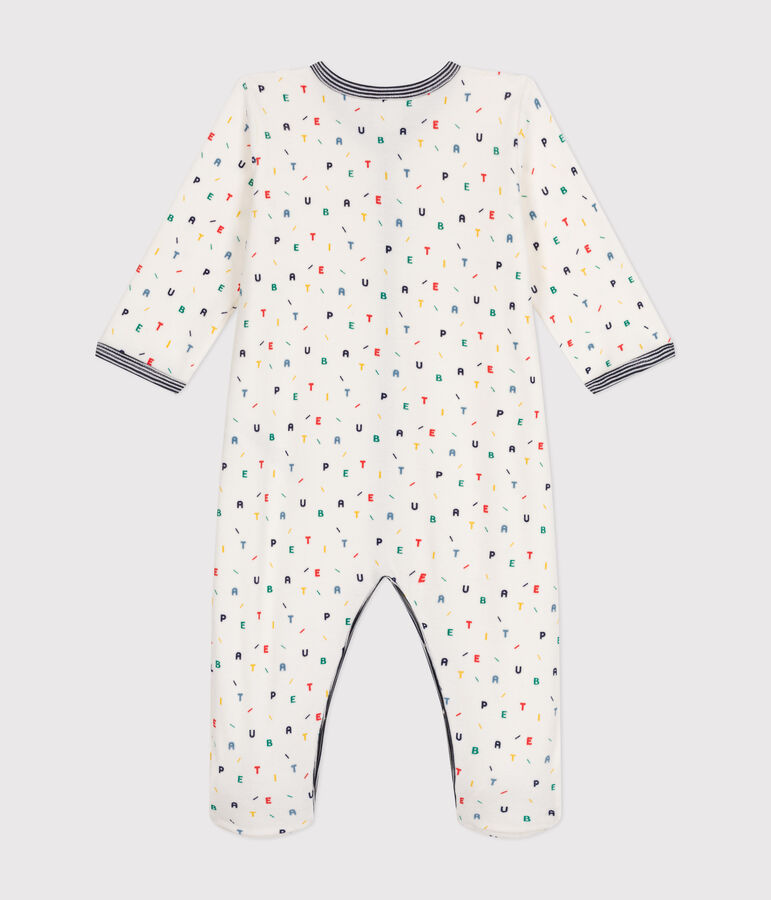 Babies' velour pyjamas white/multicolor