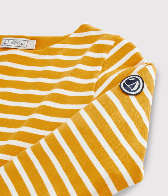 Women's iconic Breton top BOUDOR yellow/MARSHMALLOW white