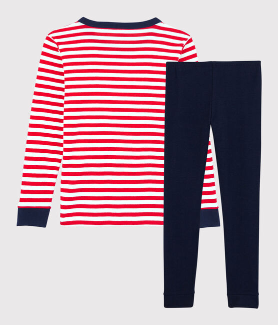 Boys' Red Striped Organic Cotton Snugfit Pyjamas PEPS red/MULTICO white