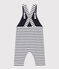 Babies' Thick Stripy Jersey Dungarees MARSHMALLOW white/SMOKING blue