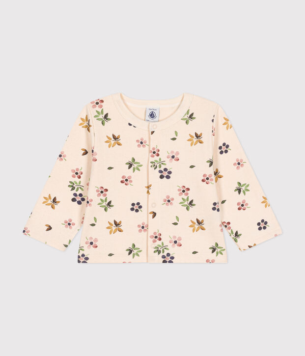 Babies' tube knit cardigan Ecru/multicolor