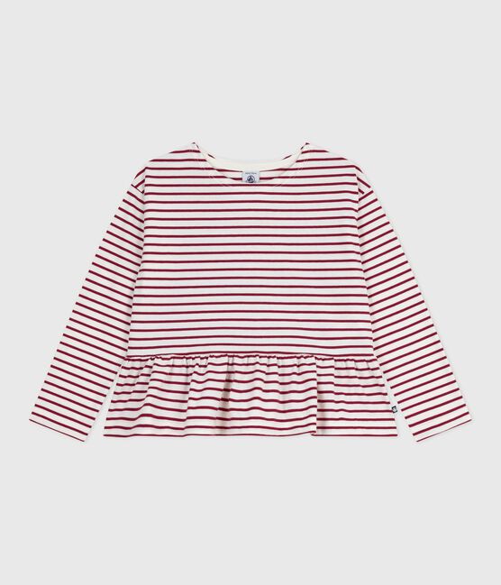 Children's cotton Breton top MILK red/AMARANTE