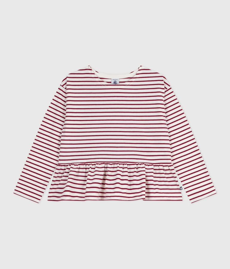 Children's cotton Breton top Ecru/red
