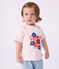 Babies' short-sleeved patterned cotton T-shirt BARELY pink