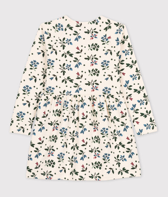Girls' Long-Sleeved Floral Tube Knit Dress AVALANCHE white/MULTICO