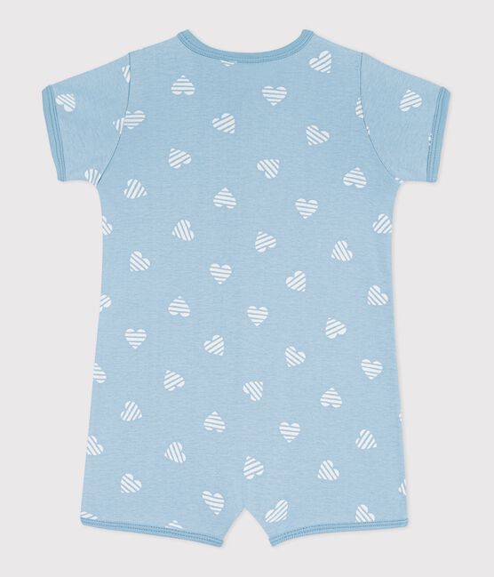 Babies' short heart print cotton jumpsuit MIMI /MARSHMALLOW