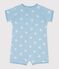 Babies' short heart print cotton jumpsuit MIMI /MARSHMALLOW