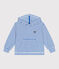Children's unisex stripy cotton terry hoodie MARSHMALLOW blue/PORCELANA