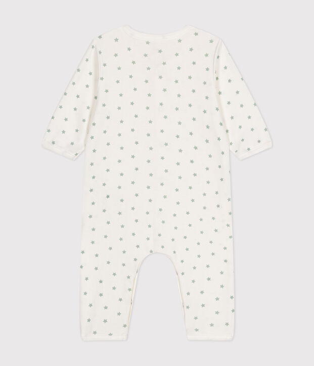 Babies' Footless Cotton Pyjamas white/green