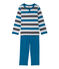 Boys' pyjamas in striped jersey POUSSIERE grey/MAKI grey/POUSSIERE
