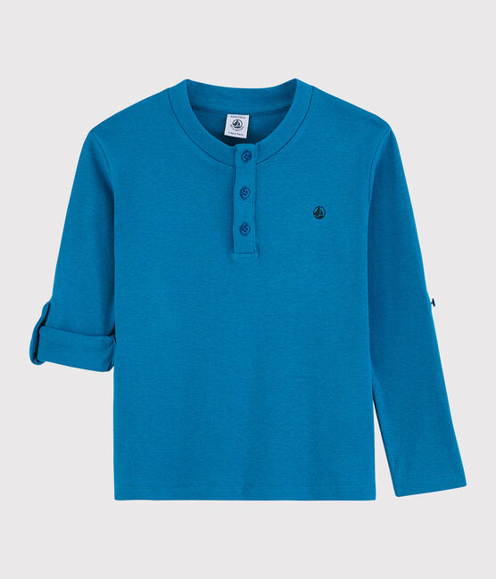 Boys' Cotton and Linen Blend T-Shirt MYKONOS blue